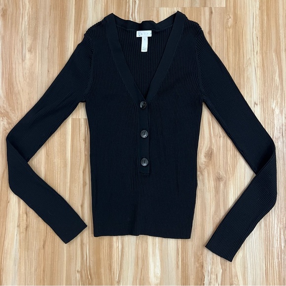 Leith Ribbed Button-Front Sweater - Picture 2 of 4